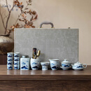 季慕家女士精致功夫茶具套装乔迁礼物泡茶家用轻奢手绘茶壶茶杯礼盒 手绘远山14件套装