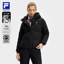 FILA 斐乐官方女士羽绒服冬季新品健身户外运动基础保暖连帽外套 深黑-BK M 165/84A