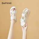 达芙妮（DAPHNE）凉鞋女夏季新款女生单鞋魔术贴运动小香风休闲软底松糕户外沙滩鞋 米白色422103543 37