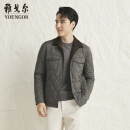 雅戈尔（YOUNGOR）棉褛男大翻领棉服轻薄具光泽款式简洁大气穿着舒适商场同款 卡其 L 175/96A
