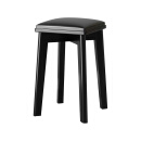 益美得 MQ771 北欧可叠放软包高凳板凳餐椅实木方凳吧台椅 典雅黑+黑面