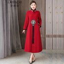 黛娜娅（Dainaya）旗袍女2025秋冬季新款女装中国风日常改良复古宴会礼服连衣裙3383 红色 M