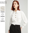 菲妮迪（FINITY）白色衬衫春季新款简约气质高端设计感精致通勤上衣女 白色 S