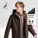 诺帝卡（NAUTICA）【单件直降】男装秋冬新防轻溅水可脱卸帽三合一外套棉服男JO4320 橡皮棕20M XL