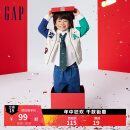 Gap男幼童2024春季新款LOGO撞色贴布绣V领开衫儿童装外套890200 灰色 110cm(4-5岁) 亚洲尺码