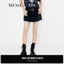 MO&Co.2023夏季新品洗水黑色中低腰牛仔裤裙裤短裤MBC2SOT001美式 牛仔黑色 25/XS