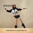 ERDOS 24冬季新品复古费尔岛毛衣翻领提花宽松女士针织短外套 藏蓝 170/88A/L