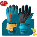 浪莎儿童手套冬季加绒保暖萌趣可爱户外卡通滑雪手套LSSQ-A045-7115 静谧蓝