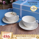 WEDGWOOD欢愉假日杯碟咖啡杯碟茶杯碟高颜值情侣杯新婚礼 欢愉假日2杯2碟(象牙白+树莓)