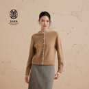 ERDOS【善系列】圆领宽松简约单畦拉绒女开衫羊绒衫 初绒 沙米 165/84A/M