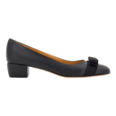 【95成新】菲拉格慕（Ferragamo）女士黑色Vara蝴蝶结高跟鞋 0775750_1D _ 75 礼物送女友  