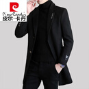 皮尔卡丹（pierre cardin）大衣男士中长款西装领风衣2024春秋季韩版潮流休闲呢子外套男 CPYC-909黑色 3XL【161-175斤】