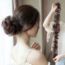 唐妮 真发发圈毛毛虫缠绕式盘发假发发条女士卷发花苞丸子头蓬松发包 深棕色-真发