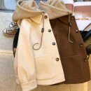 皮尔卡丹（pierre cardin）短外套女2023春季新款韩版拼接针织长袖百搭气质显瘦短外套女春装 米白色L