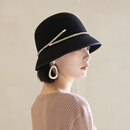 轻奢名牌 明星网红同款 新款法式毛呢毡帽女秋冬羊毛渔夫帽女士冬天英伦复古百搭定型盆帽 浅驼色 可调节M(55-58cm)