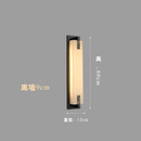 潼灯会新中式全铜户外防水壁灯天然云石大门两侧庭院别墅花园灯长条墙灯 户外壁灯黑擦金-祥云60cm
