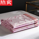 崇霖楚凉席三件套冰丝席双人折叠非竹凉席可折叠藤凉席09米 粉色冰丝席 200cx220c