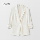 Laurèl【醋酯纤维】劳芮新款一粒扣淡人压褶西装女LWD365T06000 纯净白 M 165/88A