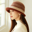 蒂尔堡明星同款法式羊毛帽子女士秋冬赫本风保暖护耳渔夫帽时尚百搭礼帽 红棕色 M(56-58cm)