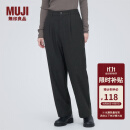 无印良品（MUJI）女式 弹力起毛 抽褶裤 休闲西裤长裤子春秋款 BE1P0C3A 深棕色 M(160/66A)