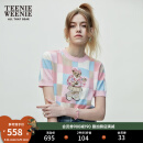 Teenie Weenie小熊刺绣彩色套头毛衣薄款短袖针织衫女活力少女感春 撞色 160/S