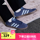 adidas「T头鞋」VL COURT 2.0复古麂皮板鞋德训鞋阿迪达斯轻运动 深蓝/粉蓝/树脂黄 38