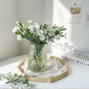 盛世泰堡 玻璃花瓶北欧插花瓶简约桌面餐厅小花瓶立体浮雕法式收口款16cm