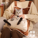 wakytu撸猫围裙撸猫服抱猫服撸狗围裙抱猫的罩衣猫剪指甲衣服神器 拿铁牛奶棕【适用于15斤内猫咪】