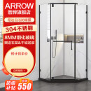 箭牌（ARROW） 淋浴房黑色钻石型浴室干湿分离不锈钢玻璃隔断家用玻璃门平开门 1000*1000 不锈钢【1699】现货