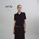 1436精纺小翻领装饰半袖女套衫2025年早春新品 深海军蓝 170/92A/XL