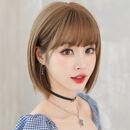 唐妮 新款假发女短发时尚圆脸全头套齐刘海整顶发套波波头假发套 冷棕色32CM