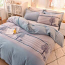 谷蝶纯棉四件套100全棉磨毛加厚床单被套床笠款四季通用床上用品4 安可-兰【】 1.2床单款三件套：被套150×200