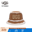 UGG冬季女士帽子休闲舒适纯色毛茸圆帽渔夫帽 22655 CHE | 栗色 L/XL