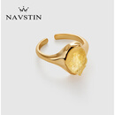 奈维斯汀黄水晶戒指女轻奢小众宝石食指戒开口指环送女友520礼物