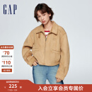 Gap女装2024春秋新款时尚高领复古机车夹克美式翻领外套429388 浅棕色 165/84A(M)亚洲尺码