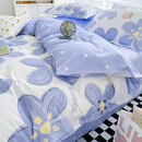 谷蝶网红纯棉床上四件套全棉北欧风床品学生宿舍被套床单人件套床笠 蓝色甜心 学生床 【床单款三件套】适150x2