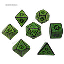 泰瑞格花纹新款多面骰子数字色子跑团桌游配件4/6/8/10/12/20面筛子道具 绿色 7颗