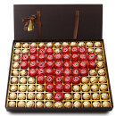 费列罗巧克力礼盒送女友女生闺蜜生日糖果心形零食万圣节礼物99粒 咖色心形