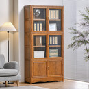 寻古红木家具非洲鸡翅木（学名：非洲崖豆木）书柜实木新中式书橱收纳储物柜酒柜玻璃柜 单个：长98*宽35*高198cm钢化