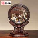 善匠良品 红木家具大红酸枝/老红木/老挝红酸枝(学名:交趾黄檀)中式桌面实木屏风 百宝嵌松鹤延年台屏