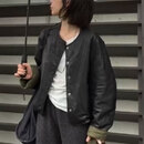 MODX香港女装两面穿绵羊皮真皮皮衣圆领宽松上衣2024新款短款夹棉 黑色单皮   【A级皮料】 L