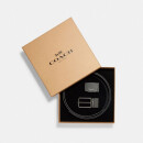送男友蔻驰COACH奢侈品男士黑色/炭灰色PVC腰带皮带礼盒款F65242CQBK