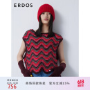 ERDOS 春夏针织帽优雅风纯色百搭保暖卷边羊绒女帽 中国红 52cm