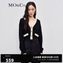 MO&Co.【美丽诺羊毛】秋季短款针织开衫MBB3CAR004小香风上衣 黑色 S/160