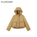E·LAND KIDS衣恋冬季新品女童休闲立领双贴袋棉服 Beige米色/35 160 (S)