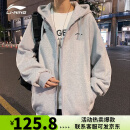 李宁卫衣男2023春秋新款灰色开衫连帽宽松慵懒风休闲情侣运动外套女 浅花灰色(连帽-口袋无拉链) L/175（建议130斤-150斤）