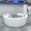 烤漆C形半圆弧形前台收银台接待办公桌医院政务中心咨询服务吧台 半圆直径4米