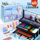 迪士尼(Disney)绘画套装160件 儿童生日礼物女孩画画套装 铝制礼盒画笔水彩笔油画棒彩铅颜料 艾莎DM29445F
