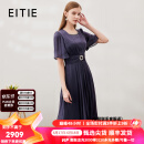 爱特爱（EITIE）高级感端庄优雅礼服连衣裙法式复古高腰显瘦夏新款7077702 深蓝色31 160/38/M