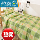 纯棉被套学生宿舍单人专用棉被罩单件150x200军绿纯色格子 黄绿格【全棉】 单件被套：150x200cm